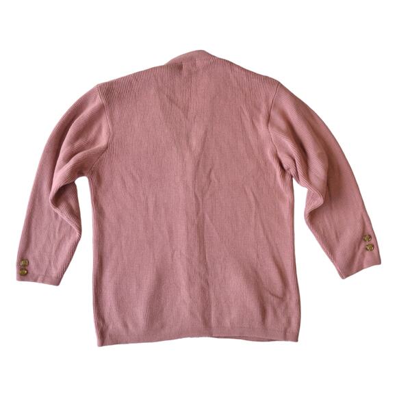 Vintage Bobbie Brooks Pink Knit Cardigan | 80s Retro Sweater with Gold Buttons - Picture 7 of 7